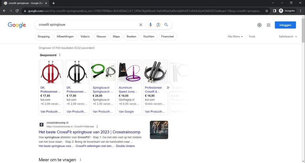 Google positie 1 met een artikel op Crosstraincomp